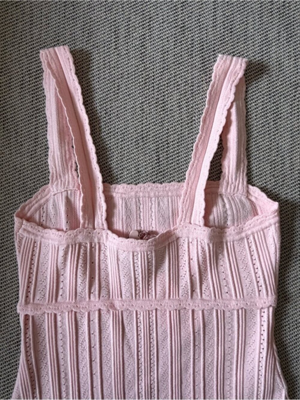 NWT Loveshackfancy Tabatha Stretch Pointelle Mini Dress Peach Sorbet Pink | XS - Picture 12 of 16